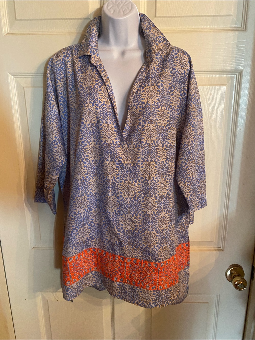 Women’s med Uncle Frank Tunic Shirt with Orange embroidered accents